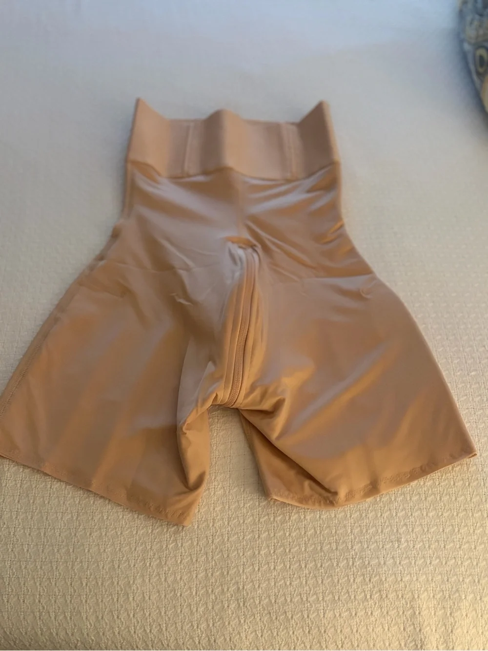Feelingirl High-Waist Beige Tummy Control Shaping Shorts with Front Zipper